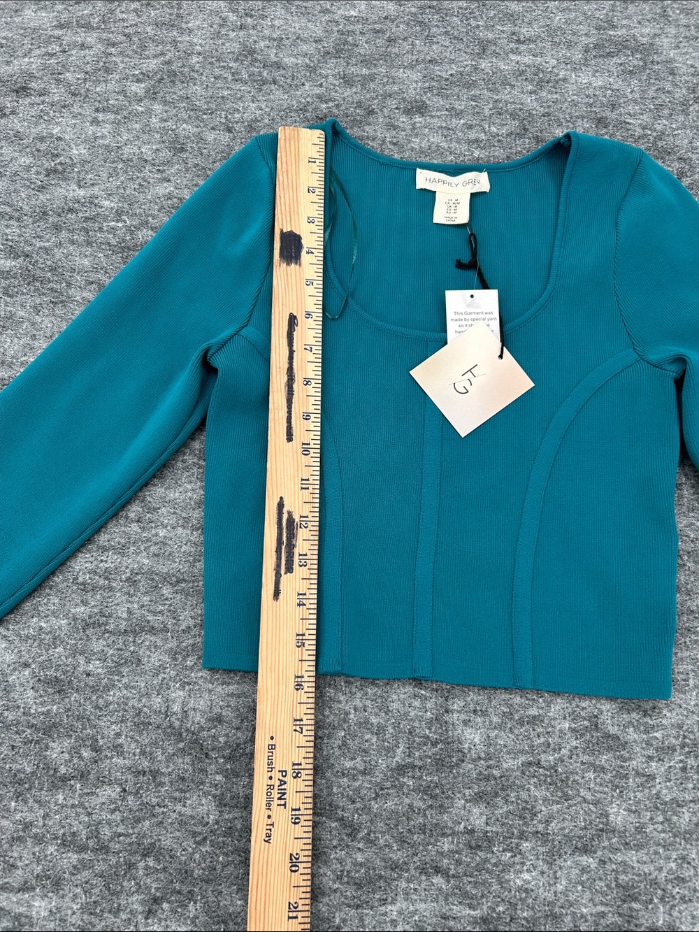 NWT Happily Grey Women’s Long Sleeve Top - Size Medium Teal - Picture 6 of 9